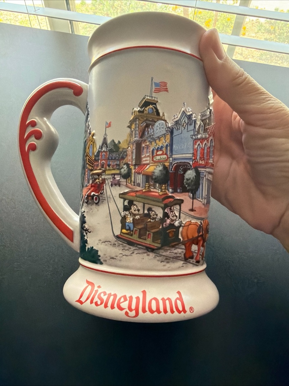 Disney White Ceramic Collectible a Disneyland Main Street scene